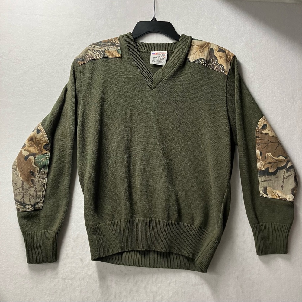 Commando by Jack Young Mens Sweater  Size Large Tactical Elbow Patch USA Green